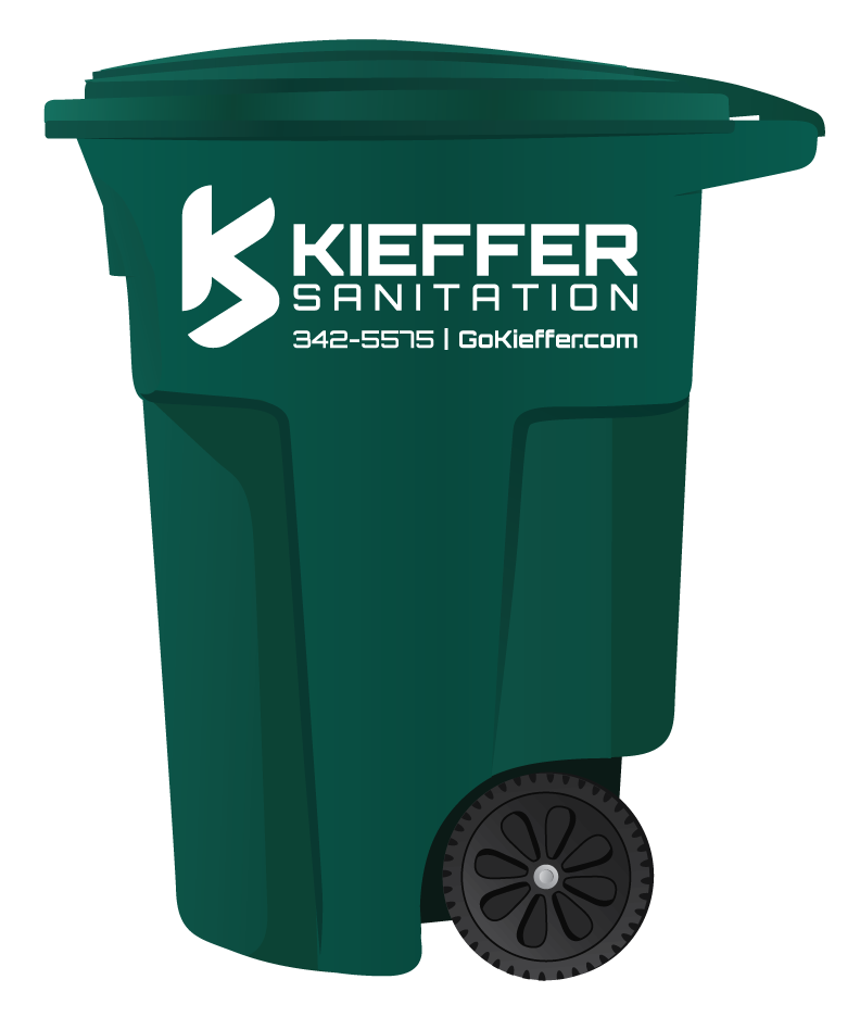 Illustration of 96 gallon rolling cart from Kieffer Sanitation.