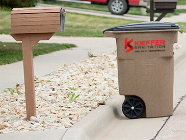 Photo of Recycling cart by curb.